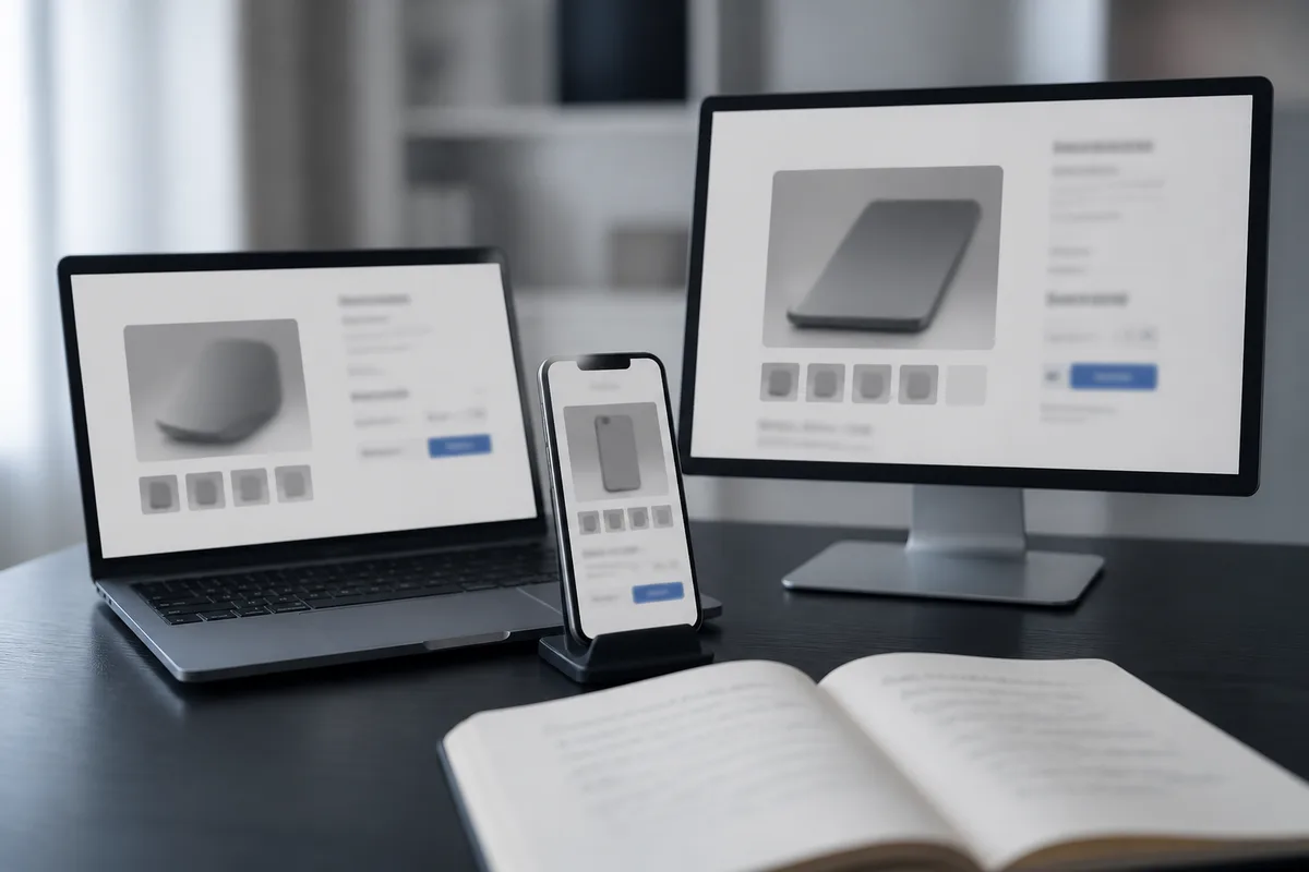 Comparaison de prix d’un produit tech entre plusieurs boutiques en ligne sur un écran